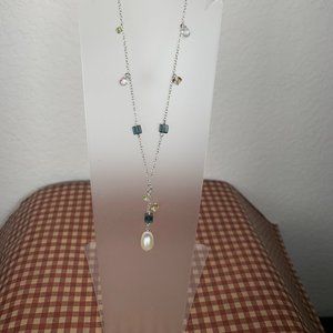 NWOT 16" Real Gems Pearl and Real Silver (not plated) Tassel Necklace